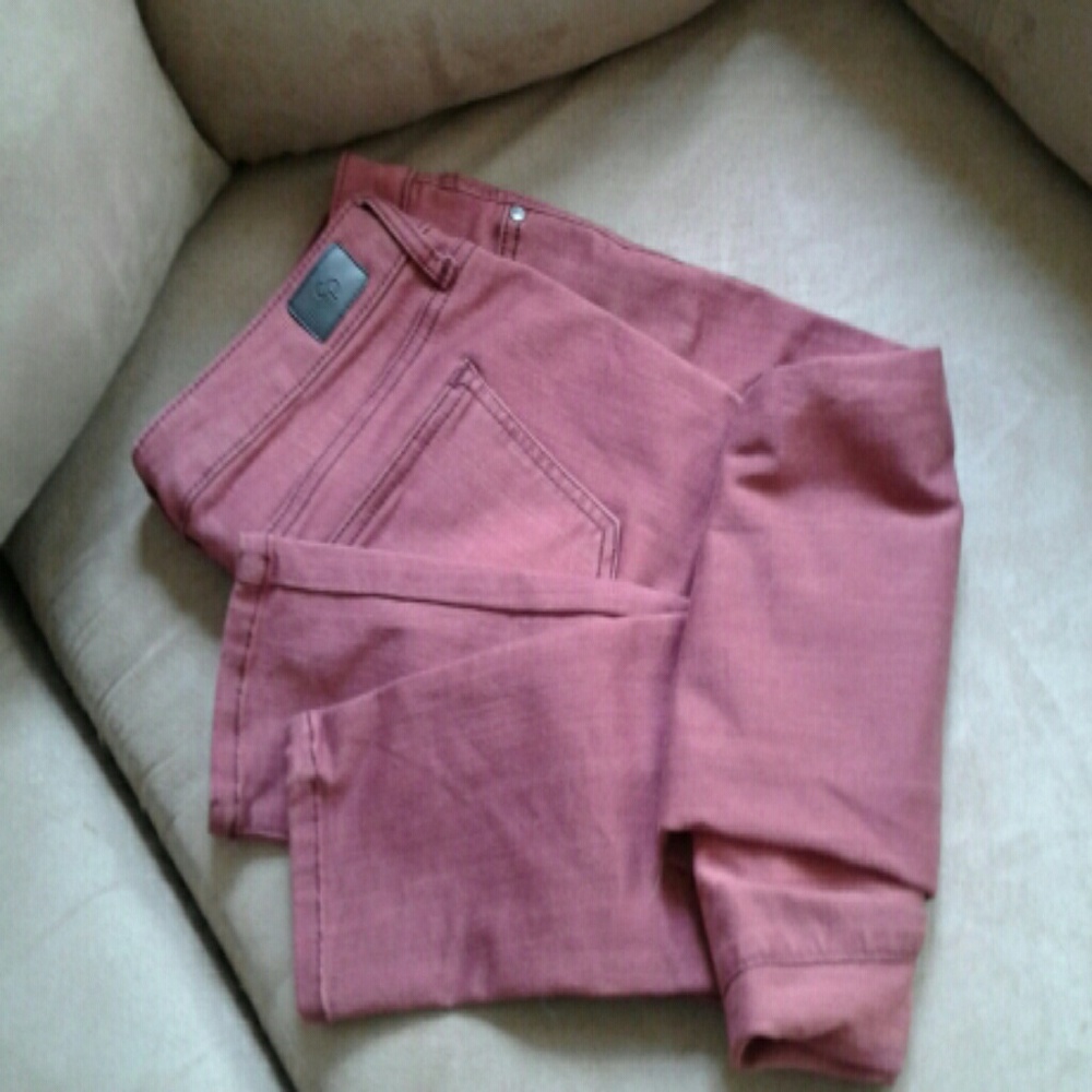 Dark red ankle skinny stretch jeans